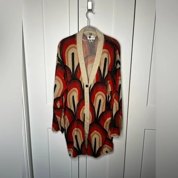 FINAL SALE Lita by Ciara Glitter Geometric Duster Cardigan Sweater Large - Picture 1 of 7